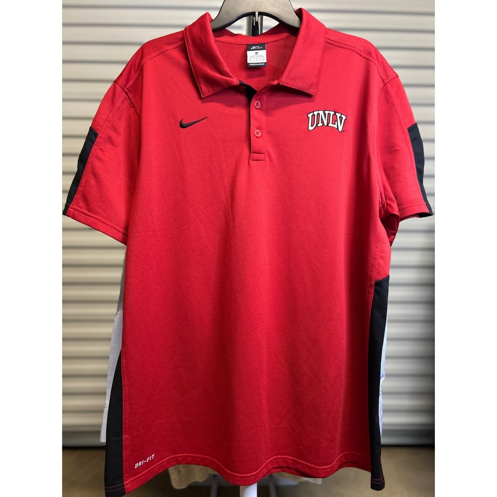 Nike Polo Mens XL Red UNLV Rebels Dri-FIT Athletic Short Sleeve Shirt